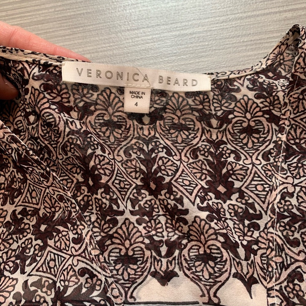 SALE! Veronica beard brown paisley peasant dress - Picture 3 of 5